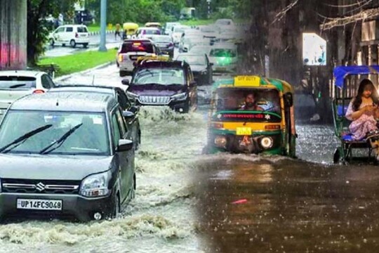 গুরগাঁওয়ে ভারী বৃষ্টির পরে জলাবদ্ধতা