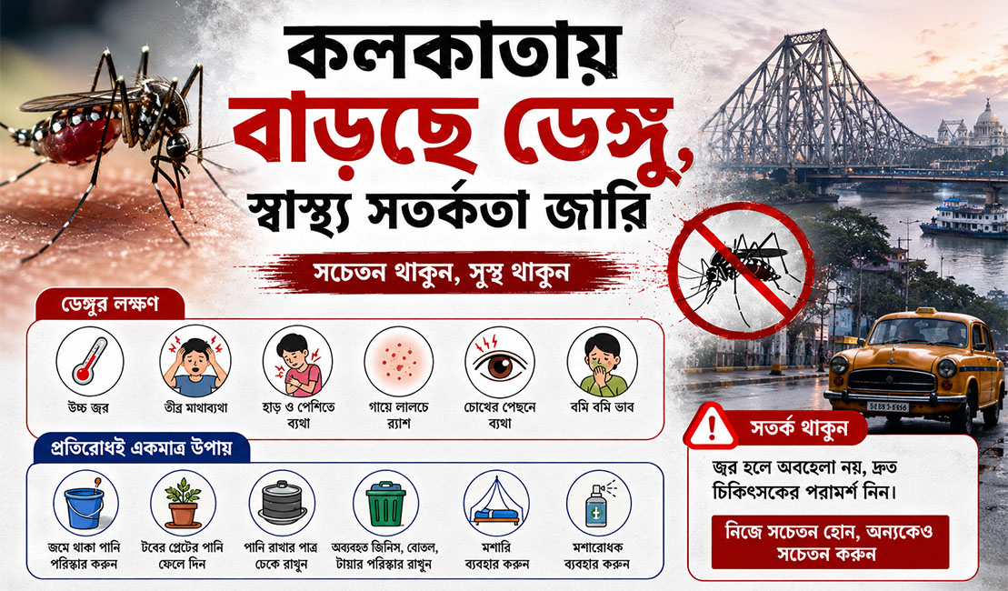 কলকাতায় বাড়ছে ডেঙ্গু, স্বাস্থ্য সতর্কতা জারি